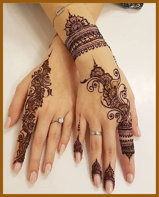 Finger To Wrist Aesthetic Back Hand Mehndi Design